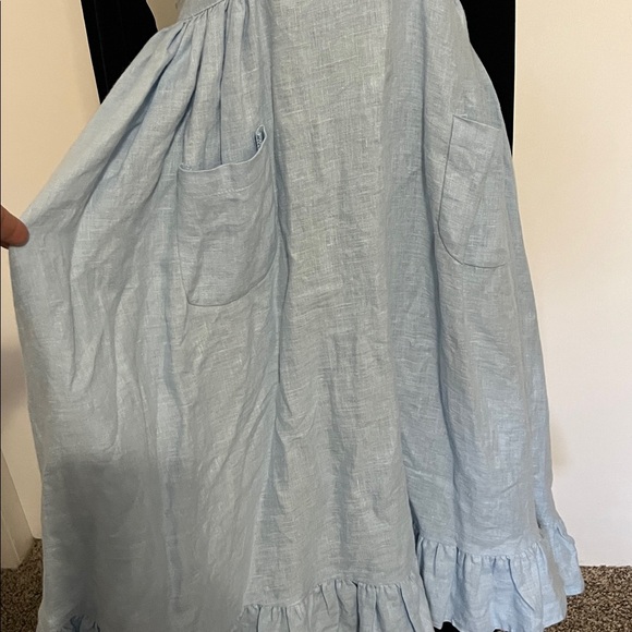 Little Women Atelier Meg Pinafore Linen Apron Sky Blue Cottagecore Prairie Small - Picture 3 of 8